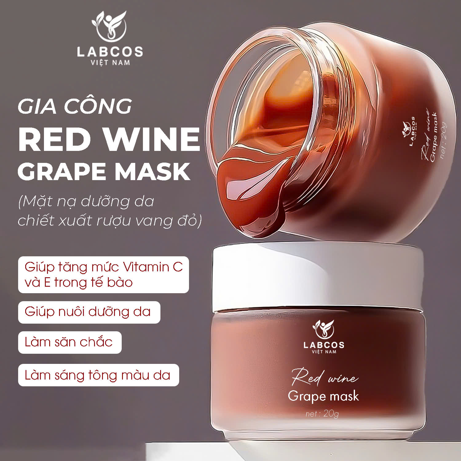 Gia Công Mặt Nạ Red Wine Grape Mask – Nâng Tầm Thương Hiệu Mỹ Phẩm